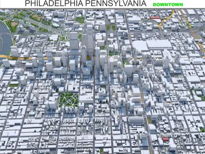 Philadelphia Downtown Pennsylvania USA Low-poly 3D model