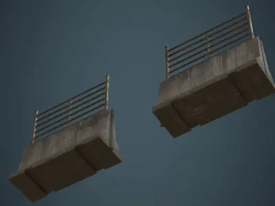 Concrete Barrier 2C Low-poly 3D model
