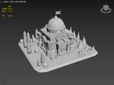 Stylized castle Low-poly 3D model