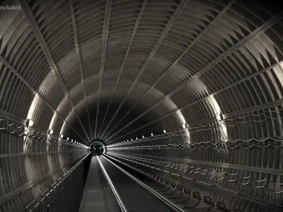  Subway Transport Tunnel with Internal Train 