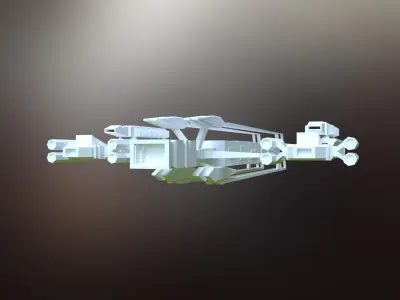 Sci-Fi War spacecraft Low-poly 3D model