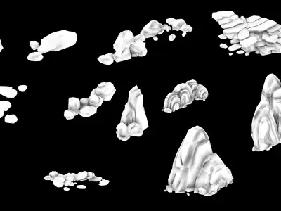 Yamano-Rock Collection group of rocks 3D model