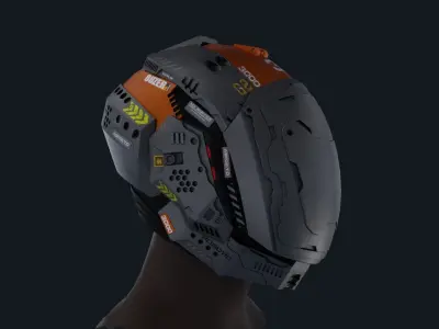Sci-Fi Helmet 3D model 4