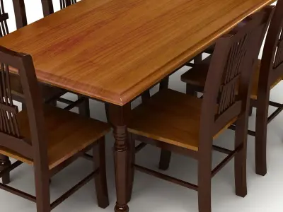 Chair and Table Set 3D model