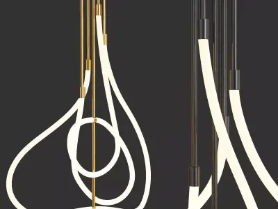 GLORIFY C modern pendant light with gold and lights Low-poly 3D model