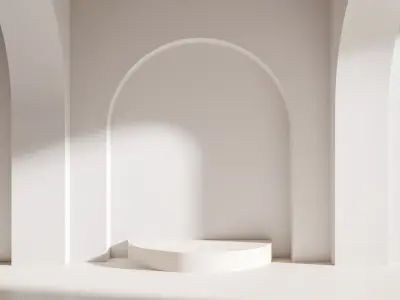 White room with archway and pedestal 3D model