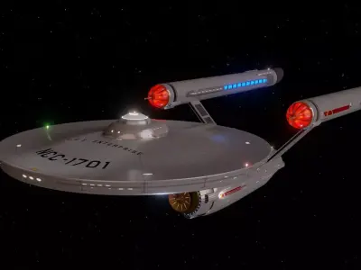 Classic Star Ship Enterprise Enhanced - Star Trek TOS Low-poly 3D model