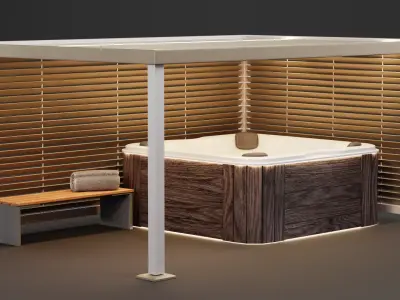 Gazebo Setup V10 - Universal Outdoor Wellness Scene 3D model