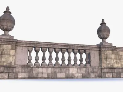 StoneBaluster0001 stone railing Low-poly 3D model