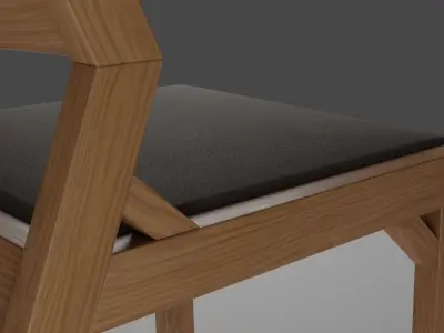 Wooden Chair cushioned seat Low Topology Low-poly 3D model