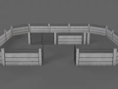 PBR Gate and Wall 4 Low-poly 3D model