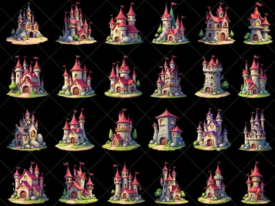 167 Transparent Fantasy Castles and Forts Texture