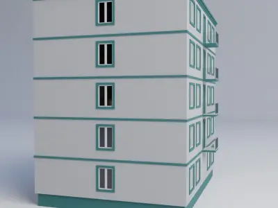 Apartment building 3D model 16