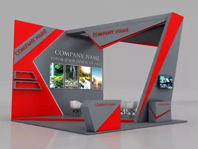 Booth Exhibition Stand Stall 6x6m Height 500 cm 3 Side Open 3D model