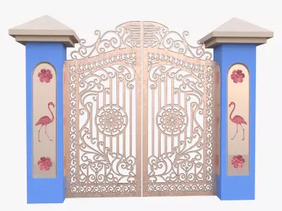 Decorative Ornate Garden Gate Low Poly PBR 3D Model Low-poly 3D model