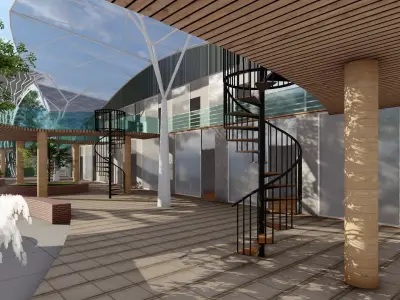 Sustainable Urban Plaza Low-poly 3D model