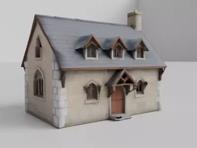 Medieval House Low-poly 3D model 48