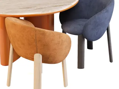 MiniForms BonBon Table and Nebula Chairs - Dining Set 02 3D model