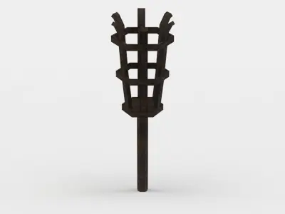 Torch wooden basket Low-poly 3D model