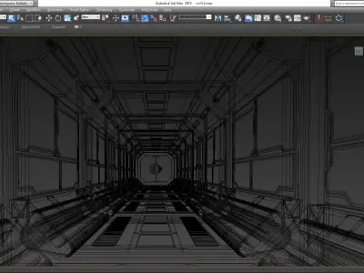 SCI FI INTERIOR SCENE SPACE SHIP CORRIDOR Low-poly 3D model