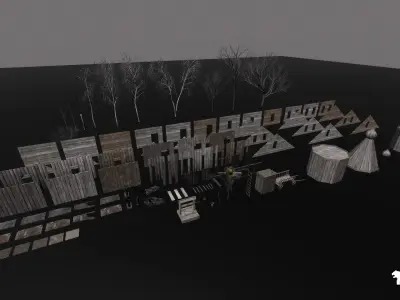 Haunted Village Environment-Horror Village Environment Low-poly 3D model