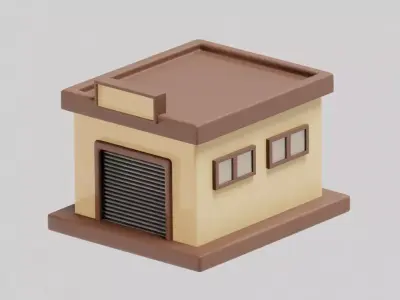 Garage Cartoon Low-poly 3D model