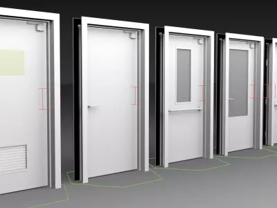 Industrial Doors with Rigging Low-poly 3D model