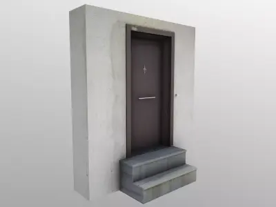 Door Street Model with Clean and Dirty textures  Low-poly 3D model