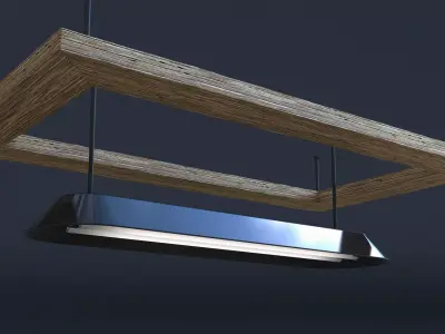 Light wooden pendant hanging from ceiling 3D model