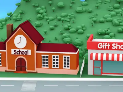 City cartoon style 3D model