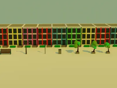 Low Poly Urban City Low-poly 3D model