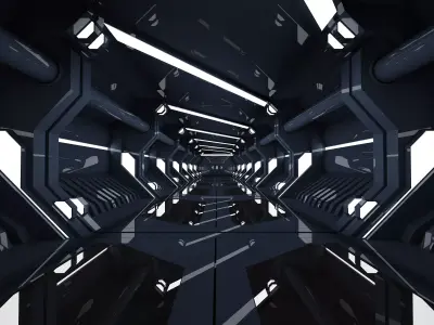 SCI FI INTERIOR SCENE SPACE SHIP CORRIDOR Low-poly 3D model