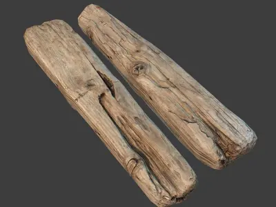 Wooden Plank Low-poly 3D model