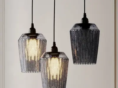 Tall Chevron Textured Pendant - Grey 3D model