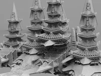 Cyberpunk Emperor Mega city Towers 3D model