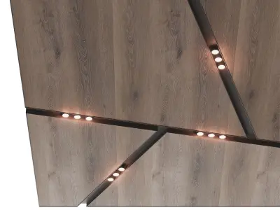 Wooden suspended ceiling with lighting 39 3D model