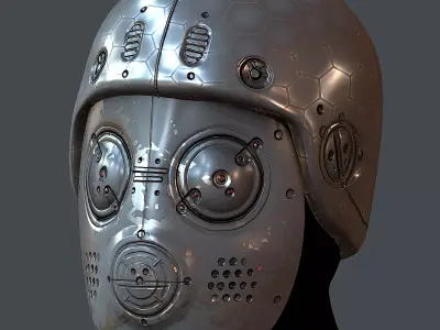 Gas mask helmet 3d model scifi Low-poly Low-poly 3D model 4