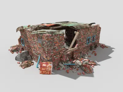 destroyed building 1 Low-poly 3D model