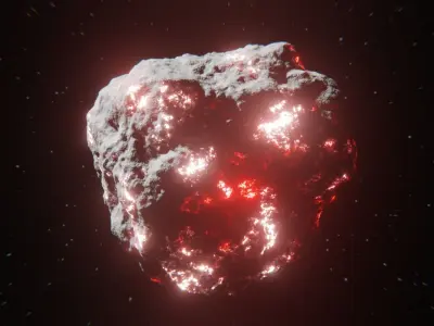 Procedural Sci Fi Glowing Asteroid - Space Rock 3D Model 3D model