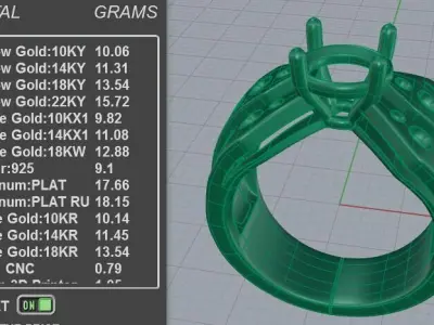 Multi-Row Diamond Ring 3D print model