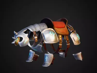 Heavy Plate Armor Set for Stylized Animal-Bear Low-poly 3D model