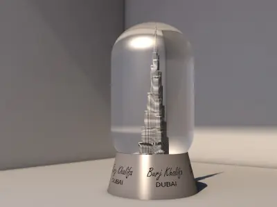 Souvenir Glass Bulb Burj Khalifa Low-poly 3D model