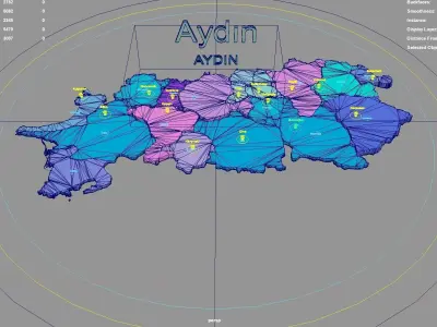 Aydin  Aegean Region  Turkey map region geography political 3D model