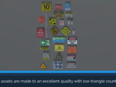 FREE 25 Mixed Industrial Sign Pack Free low-poly 3D model