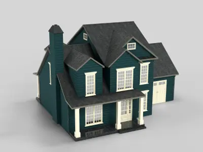 British House Design 14T3  Low-poly 3D model