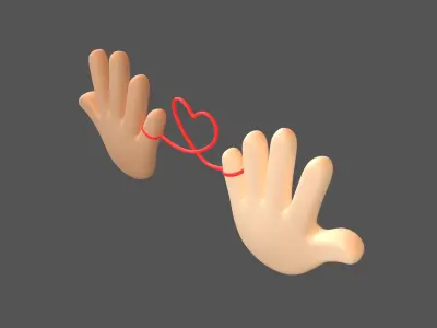 Hand with Red Line Icon v1 019 Low-poly 3D model