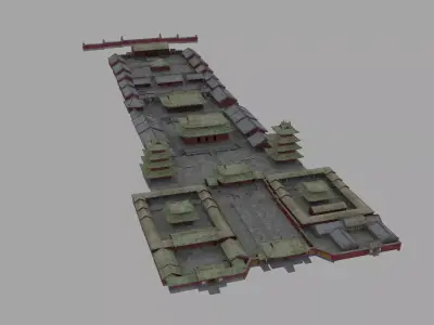 Shaolin Temple BPR 3D Model KungFu Low-poly 3D model