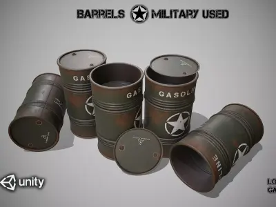Barrels military used Low-poly 3D model