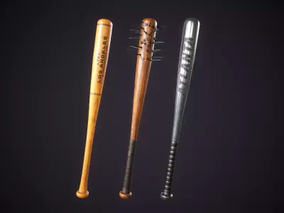 Baseball Bats Set Low-poly 3D model