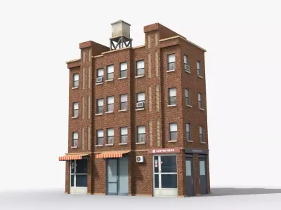 Apartment Building x24 Low-poly 3D model
